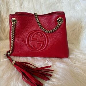 Auth Gucci Soho Chain Crossbody Bag – Red